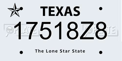 17518Z8 Texas License Plate