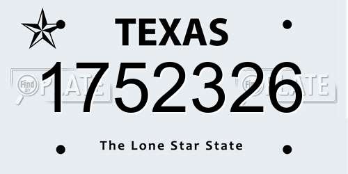 1752326 Texas License Plate