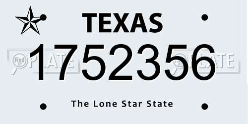 1752356 Texas License Plate