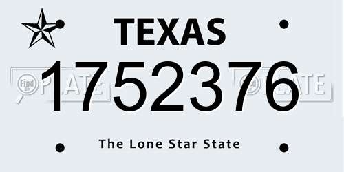 1752376 Texas License Plate