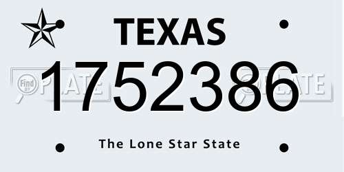 1752386 Texas License Plate
