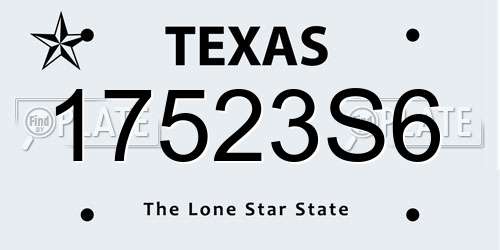 17523S6 Texas License Plate