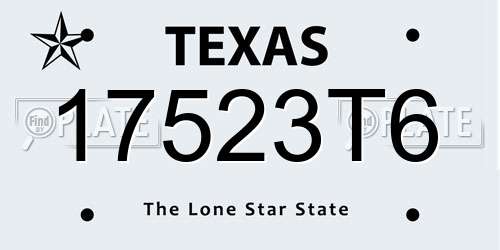 17523T6 Texas License Plate