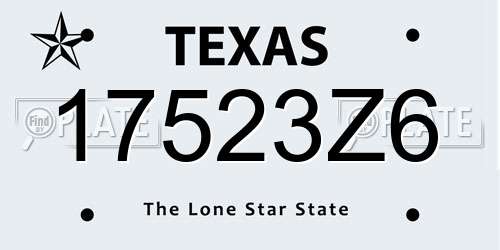 17523Z6 Texas License Plate