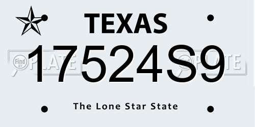 17524S9 Texas License Plate