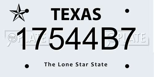17544B7 Texas License Plate