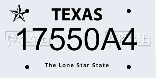 17550A4 Texas License Plate