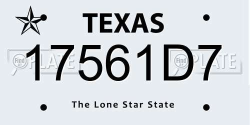 17561D7 Texas License Plate