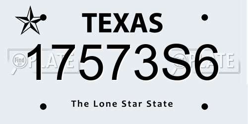 17573S6 Texas License Plate