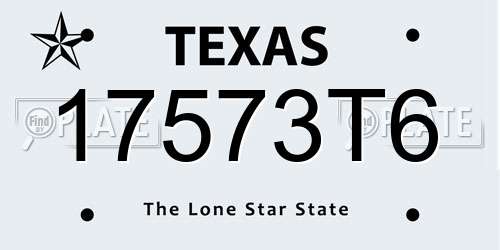 17573T6 Texas License Plate