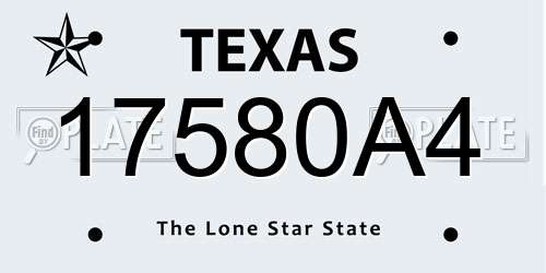 17580A4 Texas License Plate