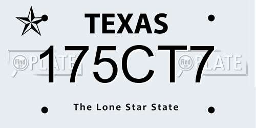 175CT7 Texas License Plate