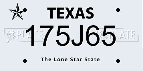 175J65 Texas License Plate