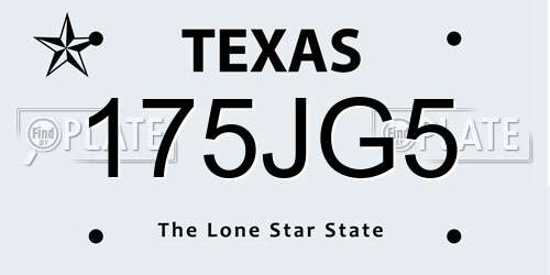 175JG5 Texas License Plate