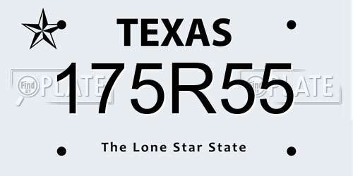 175R55 Texas License Plate