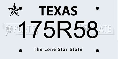 175R58 Texas License Plate