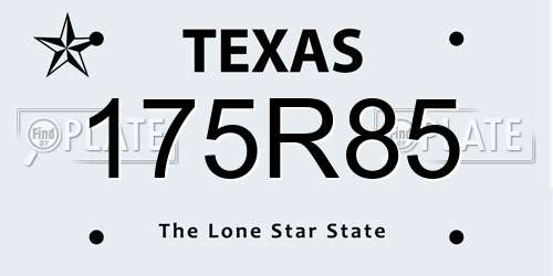 175R85 Texas License Plate