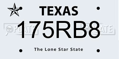 175RB8 Texas License Plate