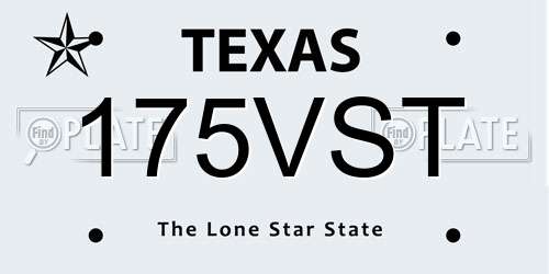 175VST Texas License Plate
