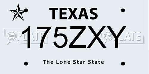 175ZXY Texas License Plate