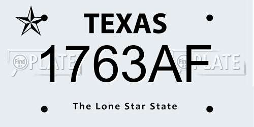 1763AF Texas License Plate