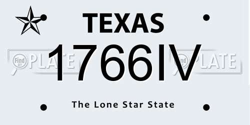 1766IV Texas License Plate