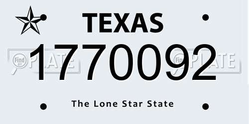 1770092 Texas License Plate