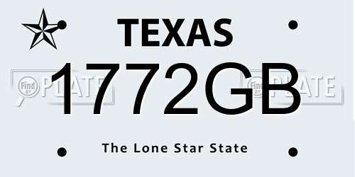 1772GB Texas License Plate