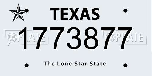 1773877 Texas License Plate