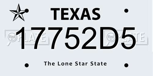 17752D5 Texas License Plate