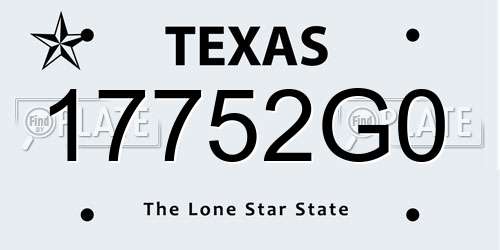 17752G0 Texas License Plate