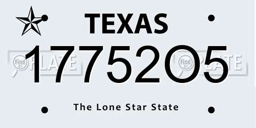 17752O5 Texas License Plate