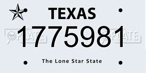 1775981 Texas License Plate