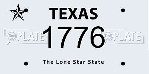 1776 Texas License Plate