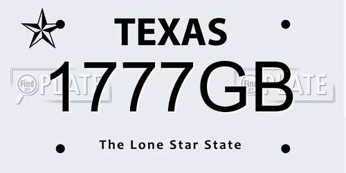 1777GB Texas License Plate