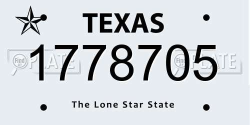 1778705 Texas License Plate