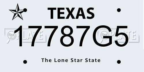 17787G5 Texas License Plate