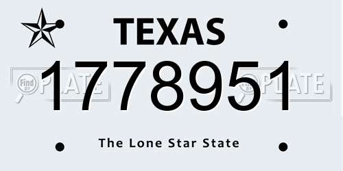 1778951 Texas License Plate