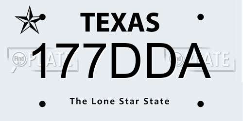 177DDA Texas License Plate