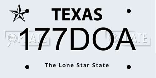 177DOA Texas License Plate