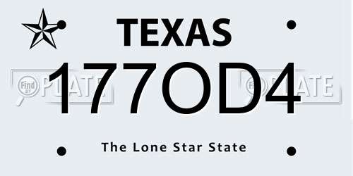 177OD4 Texas License Plate