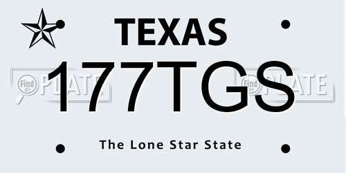 177TGS Texas License Plate