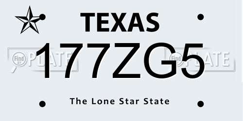 177ZG5 Texas License Plate