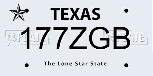 177ZGB Texas License Plate