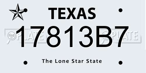 17813B7 Texas License Plate