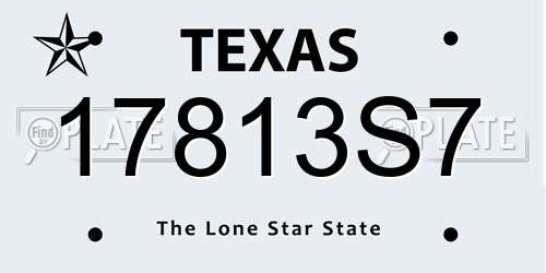 17813S7 Texas License Plate