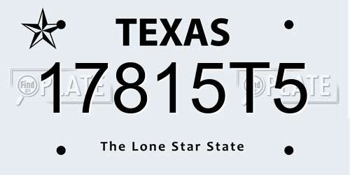 17815T5 Texas License Plate