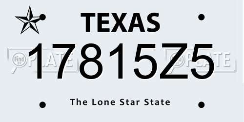 17815Z5 Texas License Plate