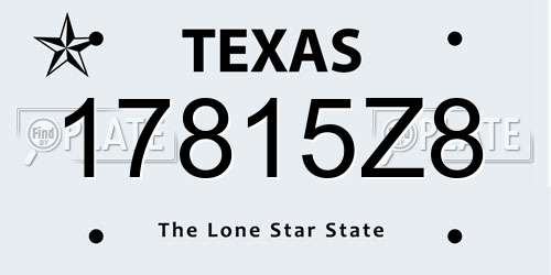 17815Z8 Texas License Plate