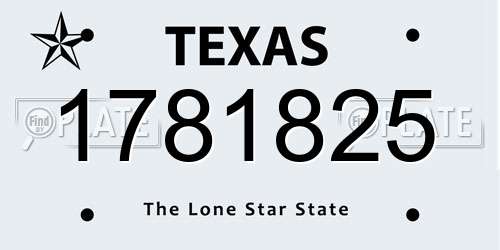 1781825 Texas License Plate